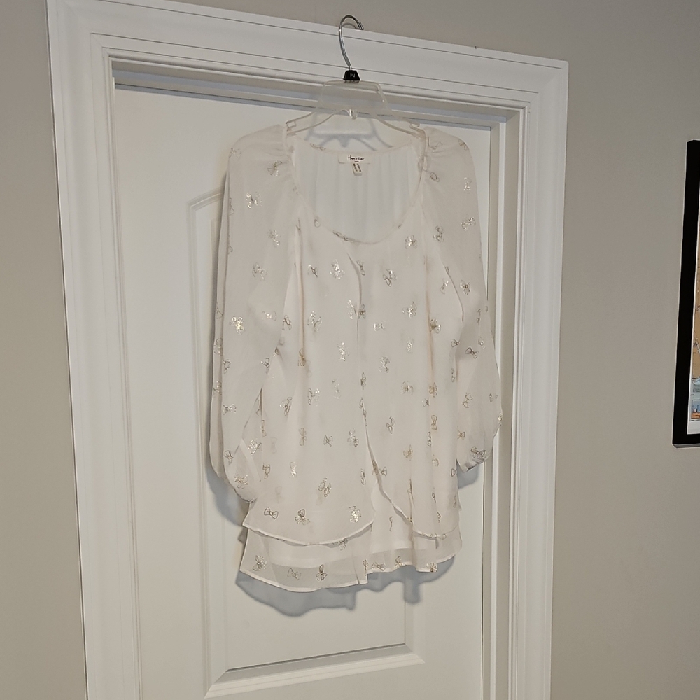 Cream Ruffled Long Sleeve Blouse